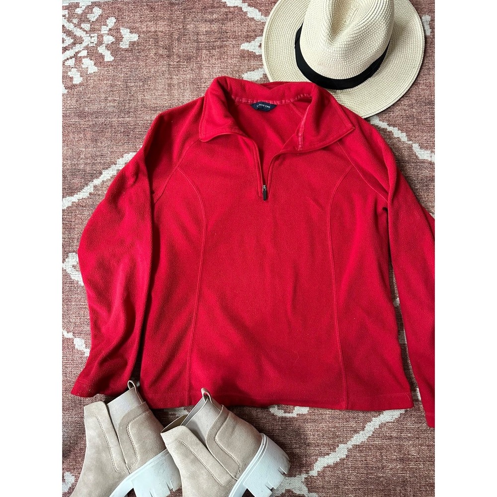 Lands' End Women 1/4 Zip Long Sleeve Fleece Pullover Size Medium